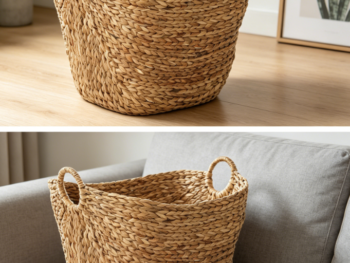 Large handmade seaweed storage basket with ring handle