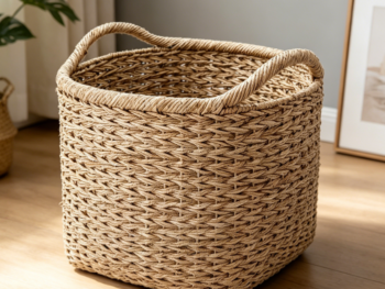 Large seaweed basket, handmade blanket and toy storage
