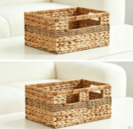 Two-piece water hyacinth and willow basket set, mixed color organizing basket