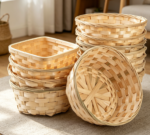 Bamboo woven fruit basket set, kitchen dining table gift basket