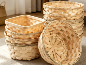Bamboo woven fruit basket set, kitchen dining table gift basket