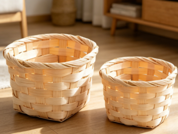 Small straw woven storage rack, desktop fruit and plant rack