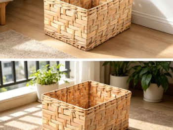 Straw woven organizing rack, farmhouse desktop snack storage