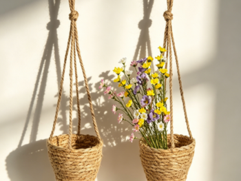 Conical Hemp Rope Wall Planter (No Flowers)