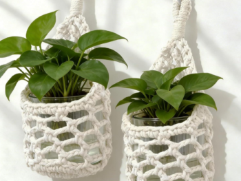 Wall Macrame Planter for 10.2cm Pot (Ivory)