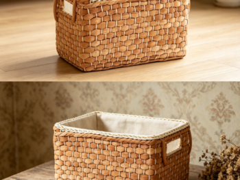 Natural unpainted straw woven basket, convenient home storage