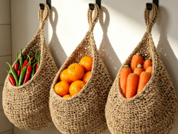 3-Pack Caramel Cotton Teardrop Fruit Basket