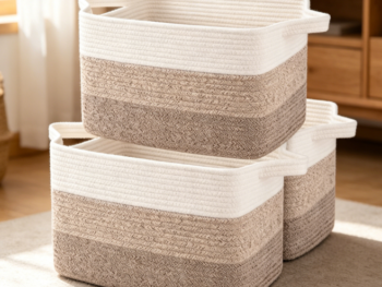 Gradient Yellow Cotton Rope Storage Basket (3-Piece Set)