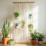 Woven Rope Floating Shelf Plant Holder