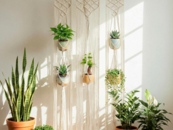 Woven Rope Floating Shelf Plant Holder