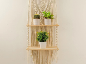2-Tier Macrame Wall Hanging Shelf