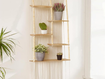 2-Tier Braided Tassel Macrame Shelf
