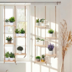 2-Pack Wooden Window Hanging Plant Shelf