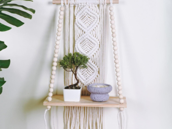 Beaded Rope Wooden Macrame Wall Shelf