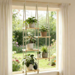 Wall-Mounted Wood Window Sill Plant Shelf