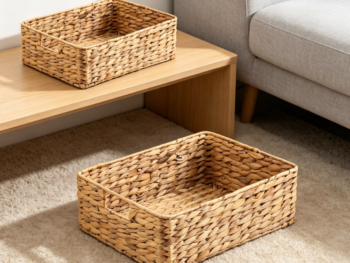 Water hyacinth storage basket, handmade brown